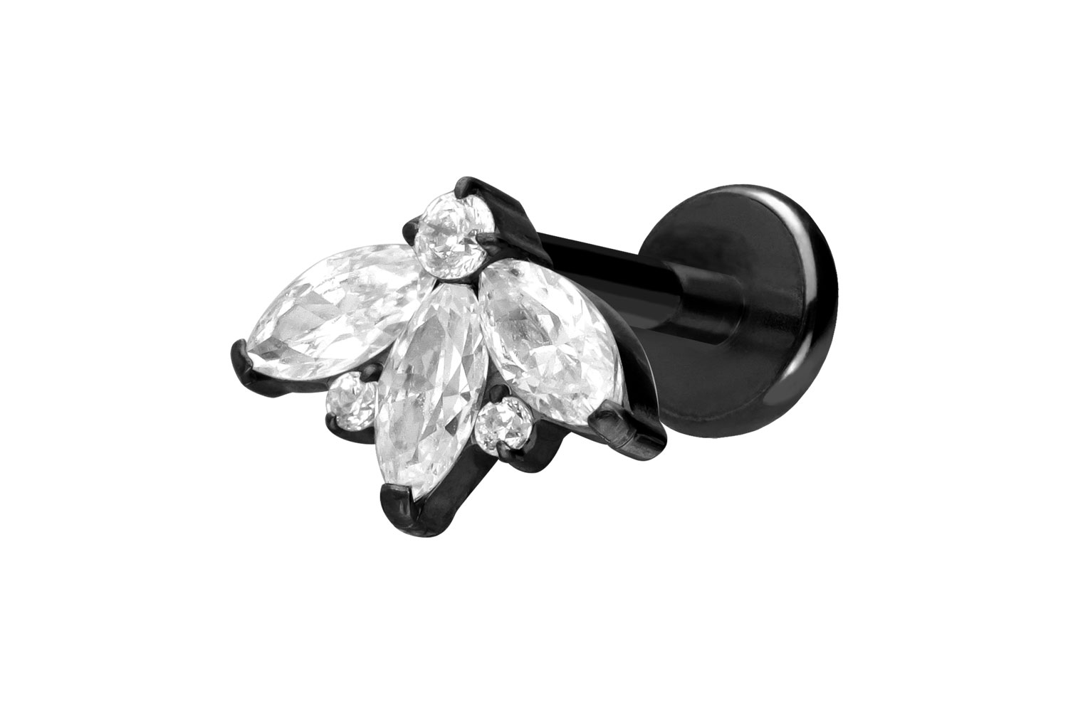 Titan Labret Piercing mit Push Fit LOTUSBLÜTE